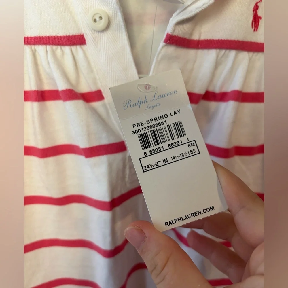 NEW Ralph Lauren baby girl striped jumper one piece size 6M